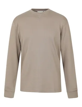 Tillsbury Mens Textured Waffle Long Sleeve Crew - Beige - Mountain Warehouse - FashionsVida
