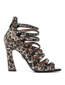 Sandali leopardati con decorazioni glitter