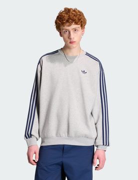 GIROCOLLO OVERSIZE ADICOLOR A 3 STRISCE S Medium Grey Heather / Night Indigo