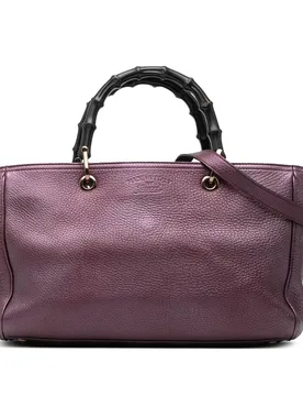 Medium Calfskin Bamboo Shopper Satchel - Gucci - FashionsVida