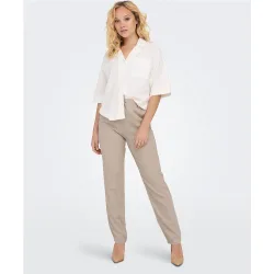 Pantalón largo de mujer de lino con cintura elástica