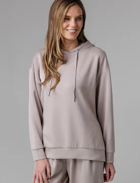Womens Beige Luxe Oversized Drawcord Hoody - Size X-Large - French connection - FashionsVida
