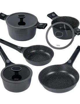 ® SMART Kochgeschirr-Set 8-teilig 18/20/24 mit Deckeln - Grau - STONELINE - FashionsVida