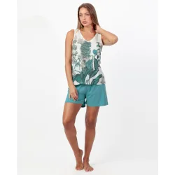 Pijama corto de mujer de punto viscosa en color