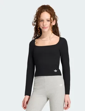 T-shirt A MANICHE LUNGHE CON COLLETTO QUADRATO ANTERIORE VESTIBILITÃ€ ADERENTE 11-12A Black - Adidas - FashionsVida