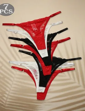 Piezas Bragas tipo tanga de encaje floral sexy para damas - Shein - FashionsVida