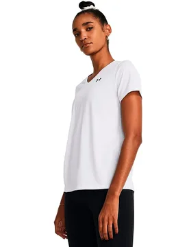 T-shirt à Manches Courtes Tech V Solid White / Black S - Under armour - FashionsVida