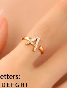 Pieza Anillo abierto con letra inicial y circonita incrustada, estilo elegante de dama, regalo adecuado para amigos y compañeros de clase, popular en - Shein - FashionsVida