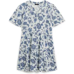 Vestido corto con estampado floral y manga corta
