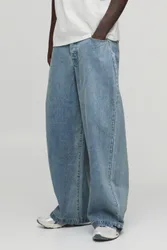 Mens Basic Parachute Fit Jeans - Blue Cotton - Size 38 Regular