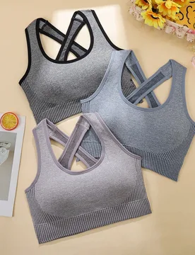 Set de 3 sujetadores deportivos con tirantes cruzados para mujeres, sujetador tipo top corto con espalda de nadador para yoga, gimnasio y actividad f? - Shein - FashionsVida