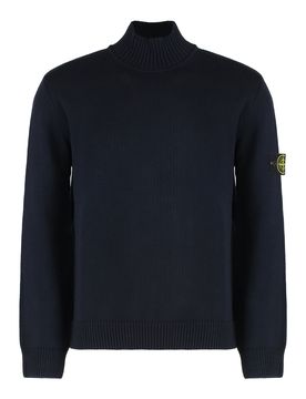 High-neck Logo-patch Sweater