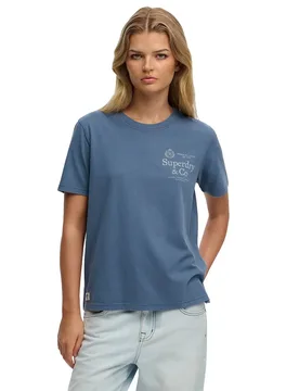 T-shirt à Manches Courtes Luxe Casual Relaxed Fit Vintage Indigo L - Superdry - FashionsVida