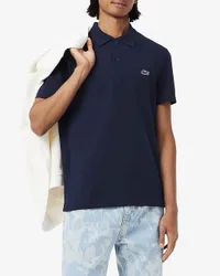 Polo mezza manica blu in cotone organico stretch punto wafer