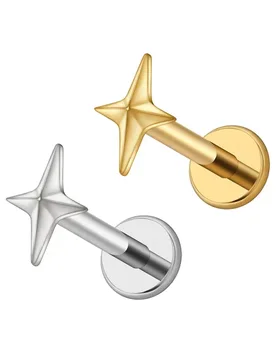 ASTM F136 Titanium 16G Four-Pointed Star Cartilage Earring Helix Tragus Stud Flatback Labret Nose Stud Piercing - Aliexpress - FashionsVida
