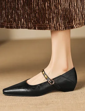 Spring and Autumn Low Heel Flat Bottom Single Shoe Metal Buckle Design Low Heel Thick Sole Sandals Size 32-43 - Aliexpress - FashionsVida