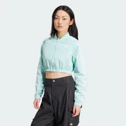 Womens Adicolor Teamgeist Cropped Track Top - Turquoise Recycled Material - Size Medium