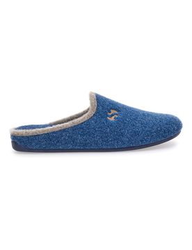Pantofole blu in feltro con profilo a contrasto S10S225 42