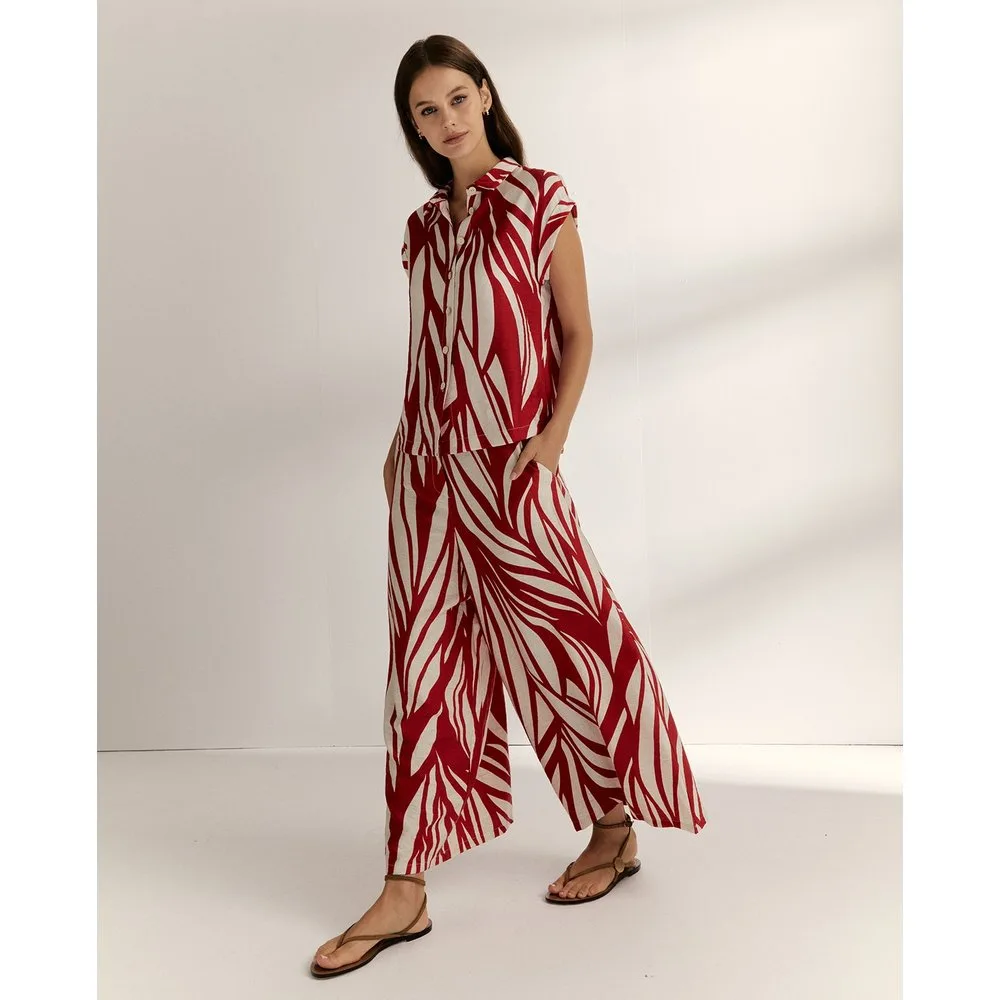 Pantalones anchos de mujer estampado grande - Paz Torras - FashionsVida