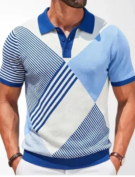 Men's Spring and Summer New Knitted Sweater Fashion Jacquard Short-sleeved Pullover POLO Shirt T-shirt - Aliexpress - FashionsVida