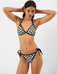 Monochrome Padded Triangle Bikini Top White/Black female