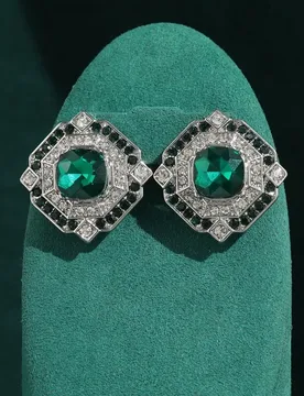 Vintage Square Emerald Crystal Earrings Wedding Stud For Woman Rhinestone Party Luxury Jewelry Designers Brand Accessories - Aliexpress - FashionsVida