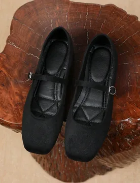 Zapatos de mujer de terciopelo con puntera cuadrada tipo Mary Jane de color café - Shein - FashionsVida
