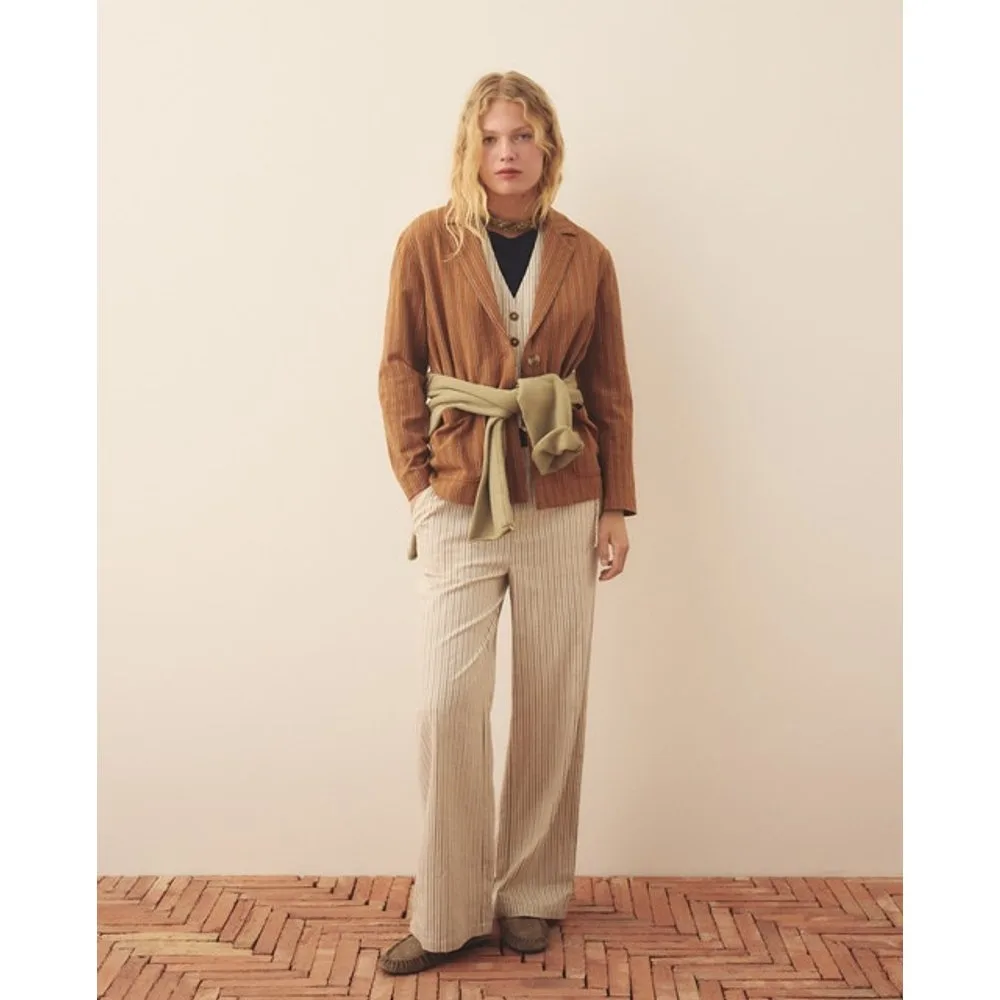 Pantalón pijamero lino rayas de mujer - Southern Cotton - FashionsVida