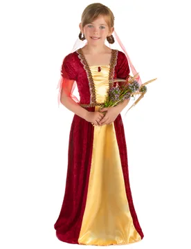 Mittelalterliche Prinzessin Mädchenkostüm beige-rot - KARNEVAL-MEGASTORE - FashionsVida