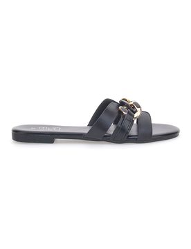 Ciabatte Flat Nere con Fibbia Oro PREA1320 36