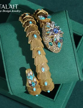 Vintage Heavy Snake Bracelet Gold Color Antique Crystal Natural Stone Luxury For Woman Jewelry Designers Party Wedding Gift - Aliexpress - FashionsVida
