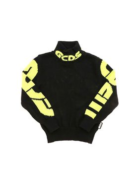 Dolcevita con intarsio logo fluo