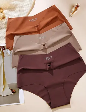 Paquetes de Tanga de Cintura Alta de Seda de Hielo Talla Grande, Ropa Interior Triangular Sin Costuras Cómoda e Invisible, Estilo Dopamina Multicolor - Shein - FashionsVida