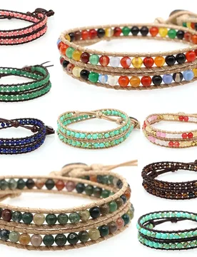 Bohemian Wrap Beads Bracelet For Women Men Natural Stone Turquoise 2 Strands Multilayer Leather Rope Woven Yoga Bangles Jewelry - Aliexpress - FashionsVida