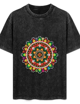 Dia De los Muertos Mandala T-Shirt Work Wear Simple Tee Shirt - Aliexpress - FashionsVida