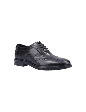 Mens Santiago Leather Brogues (Black) - Size Uk 8 - Hush puppies - FashionsVida