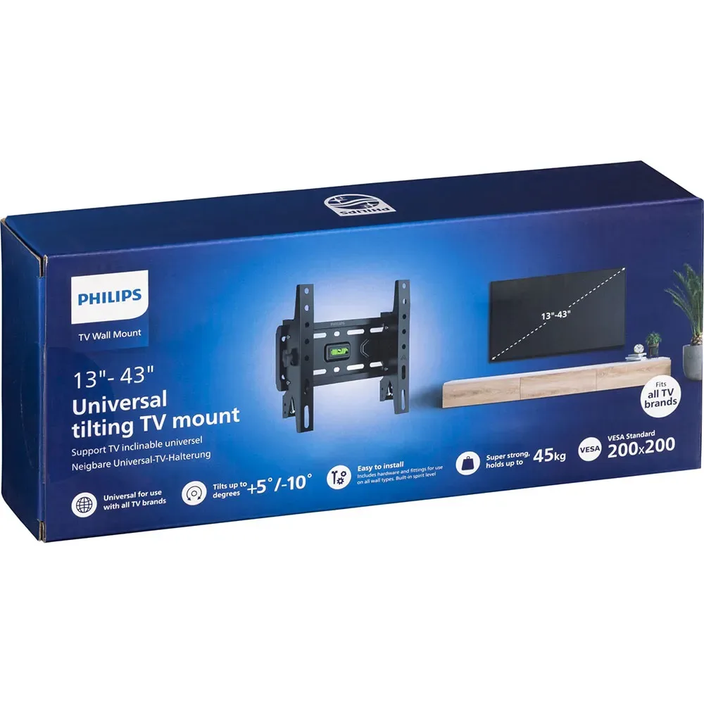 Support Mural Pour Tv Universal 13-43 Black One Size unisex - Philips - FashionsVida