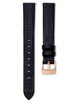 Cinturino per orologio, Larghezza 13 mm (0,51”), Pelle, Nero, Finitura in tono oro rosa 18 cm