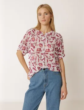 Indi & Cold - Camisa de mujer manga corta cuello redondo - Indi & Cold - FashionsVida
