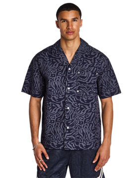 Tenzin Button Front Shirt Uomo - Magliette Blu - Taglia XL - Poly Jersey XL