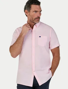 Classic Short Sleeve Linen Mens Shirt - - Size: 4XL - Raging Bull - FashionsVida