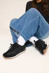 Quilted Trainers In Wide E Fit - Black - Size: 7E
