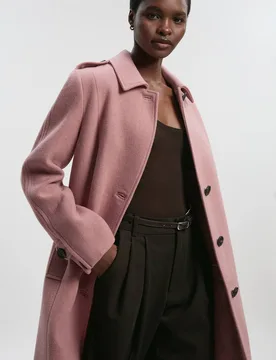 Women's Wool Oversized Single Breasted Tailored Midi Coat in Dusty Rose Size: 8 - Dusty Rose - Size: 8 - Karen millen - FashionsVida