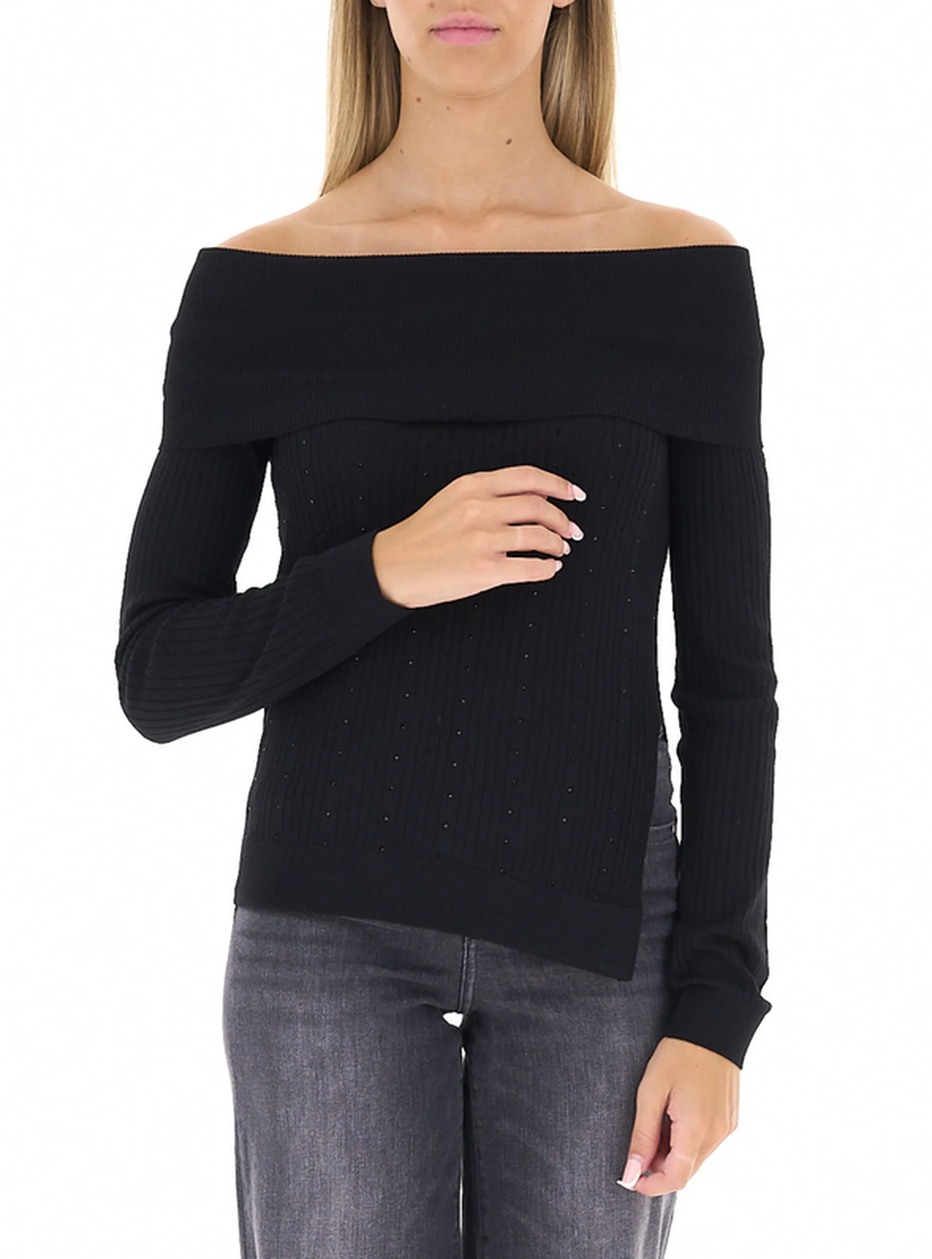 Maglia con strass LIU JEANS NERO M - Liu jo - FashionsVida