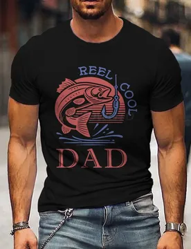 REEL COOL DAD Vintage Fisherman Tshirt Father's Day Fun Daddy T-Shirt Men Round Neck Short Sleeve Tees Male Tshirt Gift - Aliexpress - FashionsVida