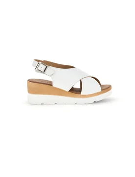 Sandali bianchi con zeppa e fasce incrociate 1107704 36 - PLOCADI - FashionsVida