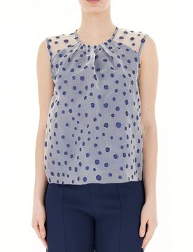 RINASCIMENTO Top in organza BLU S