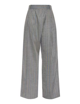 Pantaloni gessati grigi con design sartoriale