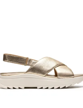 Women's DashLite Wish Gold Leather Flat Sandals Size: 5-Standard Fit - Gold - Size: 5-Standard Fit - Clarks - FashionsVida