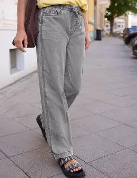 Street One Wide Leg Jeans mit Elastikbund female Grau